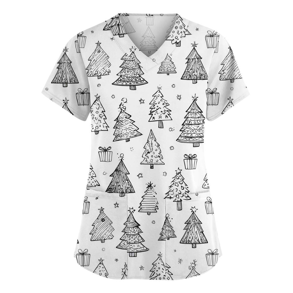 Γυναικεία Μόδα Ολόσωμη Φόρμα V-Λαιμόκοψη Κοντομάνικη Με Τσέπες Μπλούζες με Μοτίβο Ρούχα