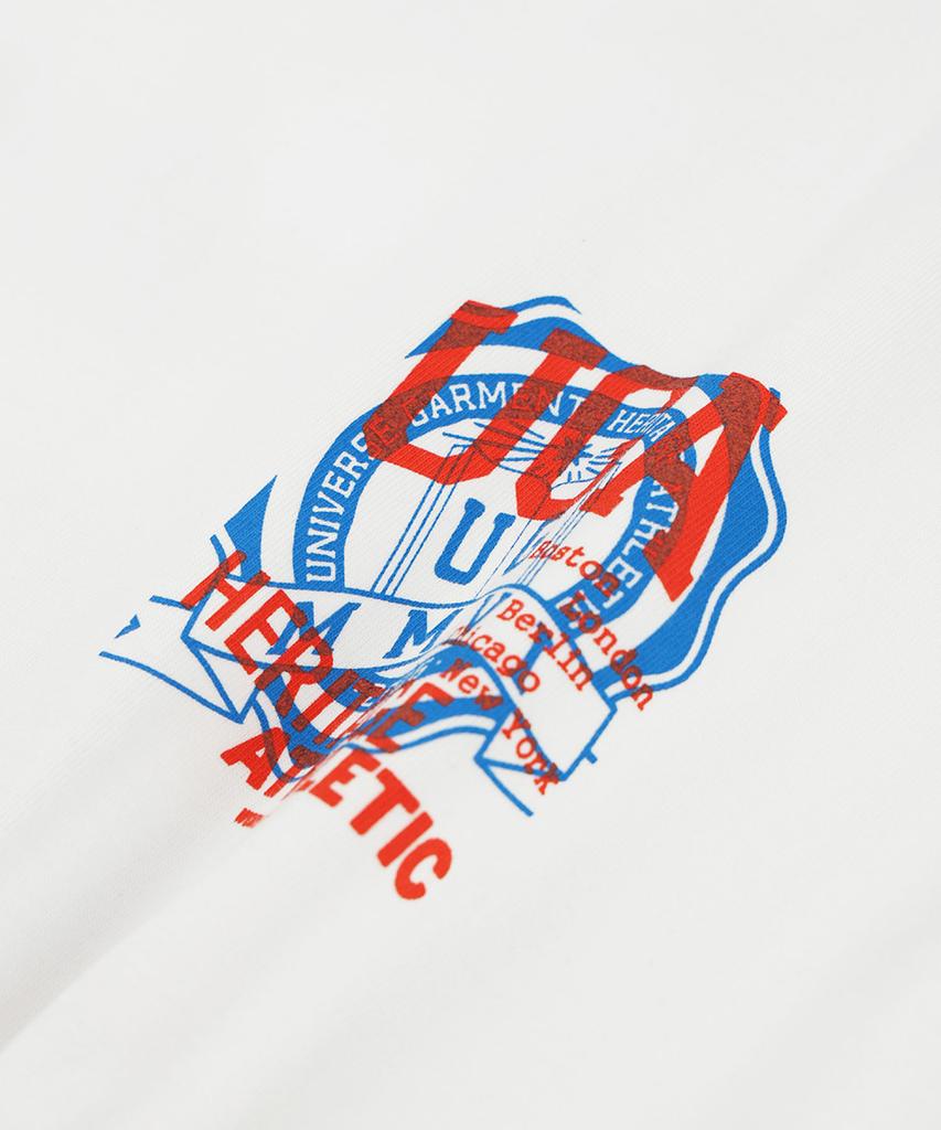 Yunibeoseugameonteu Ug Retro Two-Tone Emblem T-Shirt_White