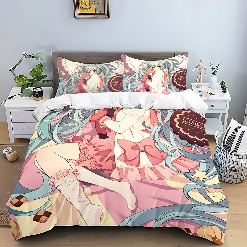 Hatsune Miku Anime Duvet Cover Pillowcase Bedding Set Adult Boy Girl Bedroom Decoration Children Gift Single Double Large Size