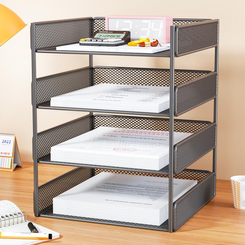 Multi-Layer Metal Desktop File Rack and Document Holder