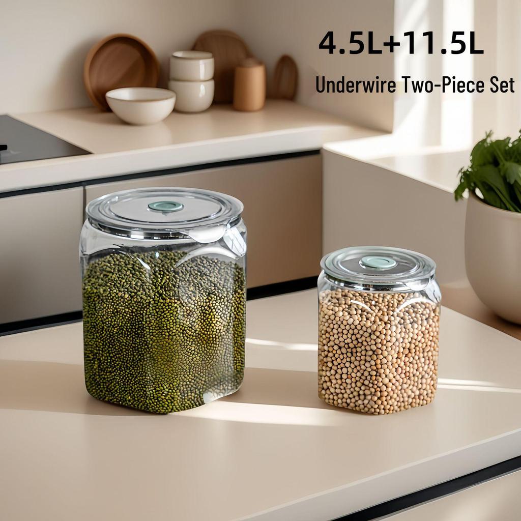 Food-Grade Transparent Storage Jar - Thickened, Moisture & Dust-Proof, Fresh-Keeping Kitchen Grain Container.