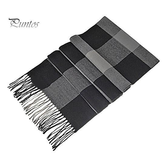 Men Scarf Winter Windproof Breathable Soft Contrast Color Tassel Keep Warm Patchwork English Stylish Washable Muffler for Outdoor