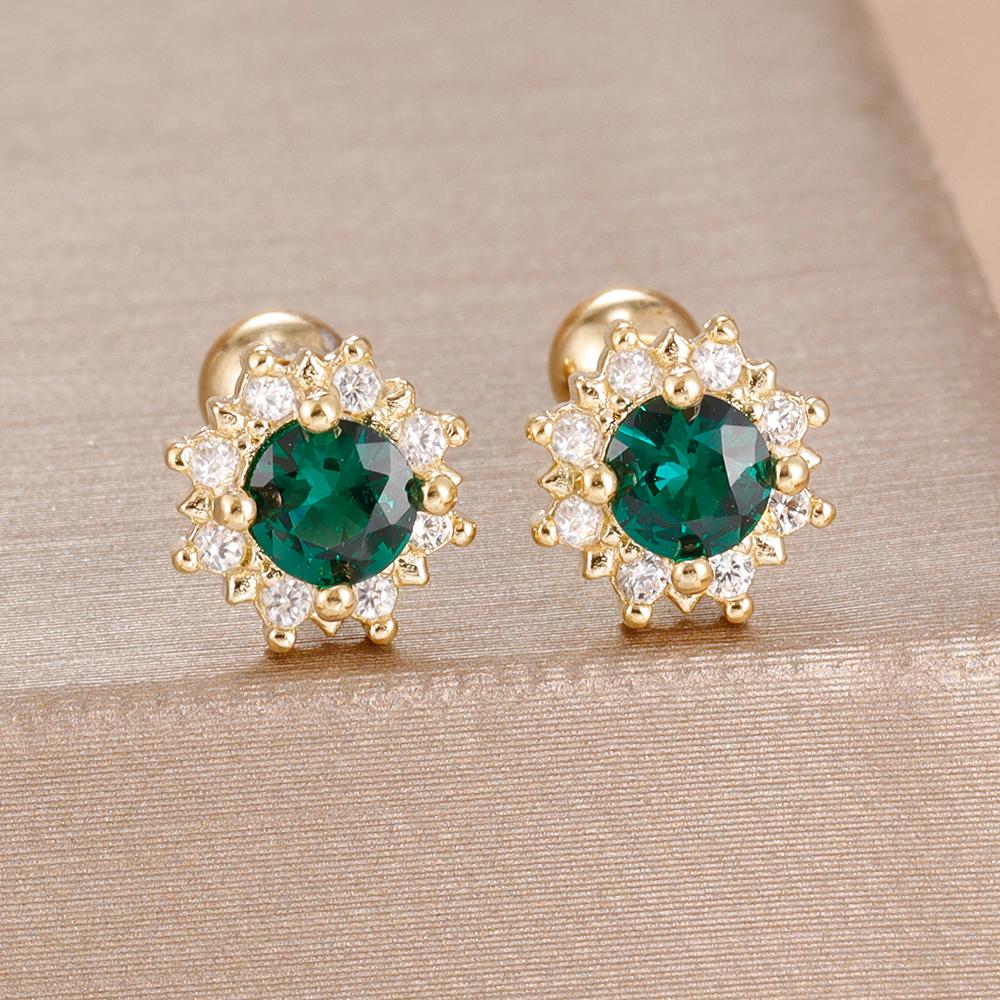 1Pair Exquisite Stainless Steel Zircon Flower Ear Stud Earrings For Women Tragus Small Cartilage Piercing Earring Korean Jewelry