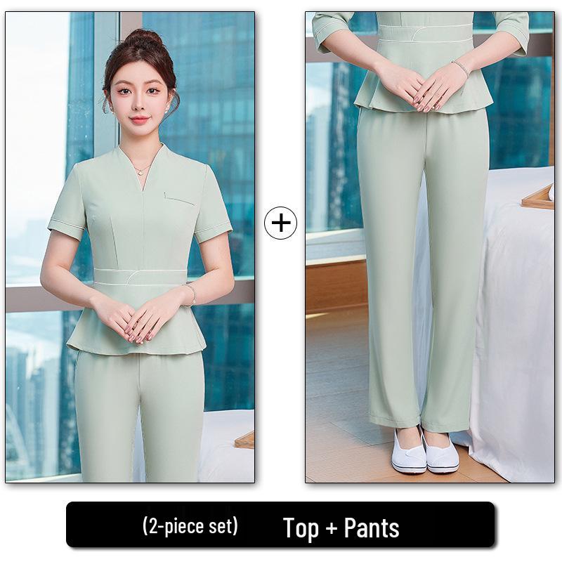 Damen High-End Spa & Postpartale Erholung Arbeitskleidungsset: Elegante Kosmetikerin- & Massageuniform