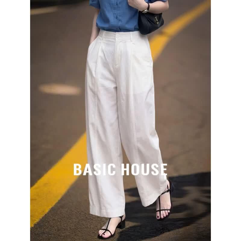 Basic House Women s Cropped Straight-Leg Cotton Pants 2XL белый