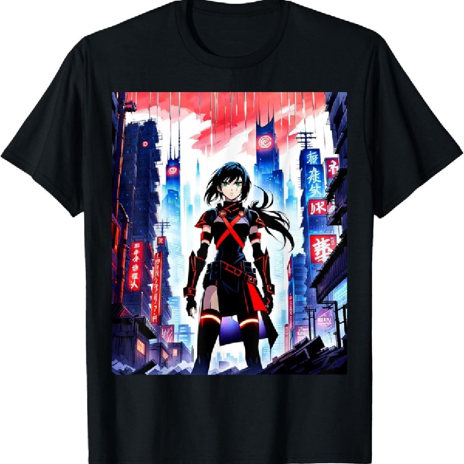 

Футболка с аниме-персонажем в стиле киберпанк XXXXXL чёрный