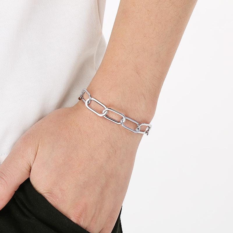 Kalen Stainless Steel Paperclip Chain Bracelet for Men Women Hop Hip Gold Color Accessory Adjustable Minimalist Fashion Jewelry