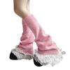 Damen Mädchen Fairycore Gestrickte Beinwärmer Ausgestellte Stiefelsocken Japanische JK Lagenlook Rüschen Spitzenbesatz Fußabdeckungen Streetwear