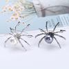 Vintage Pearl Spider Brooch for Women Men Punk Black Metal Zircon Geometric Animal Brooch Halloween Jewelry Accessories