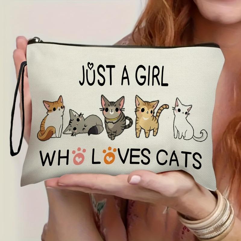 

Waterproof Polyester Makeup Bag - Cute Kitten Design, Perfect for Travel & Daily Use, Ideal Gift for Cat Lovers, 6.7 x 9.9 6.7x 9.9 inches
