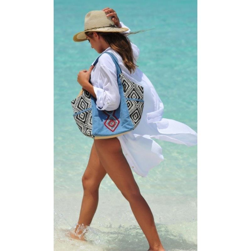 Cămașă de bikini pentru plajă, cu buzunar și buzunar, de culoare uni