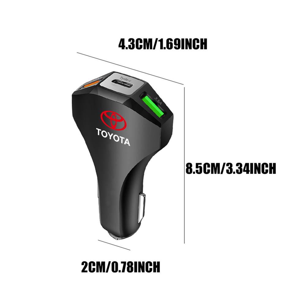 Car Charger Dual Port Type C PD25W Fast Charging Adapter QC 3.0 For Toyota Avalon Mirai Avensis Prado Hilux VVT-I 4WD Corolla