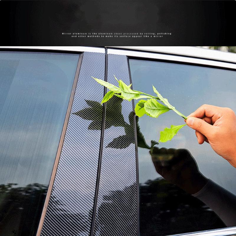 Car Door Window Trim Cover for Subaru Forester SK ~2024 Carbon Fiber Black Chrome Sticker Pillar Posts Decal Accessorie