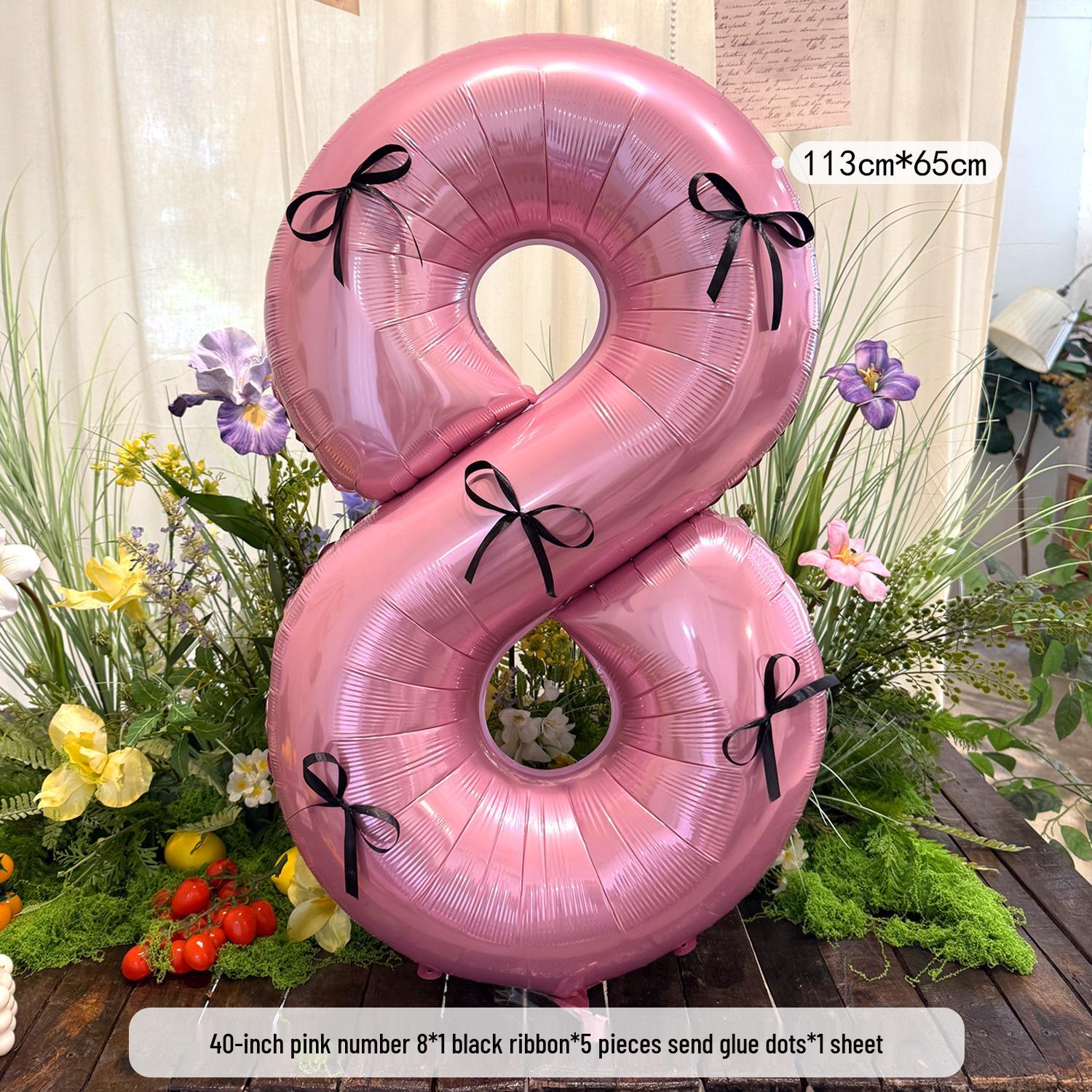 40-Inch Pink Ribbon Aluminum Balloon - Birthday Party/Photo Decoration