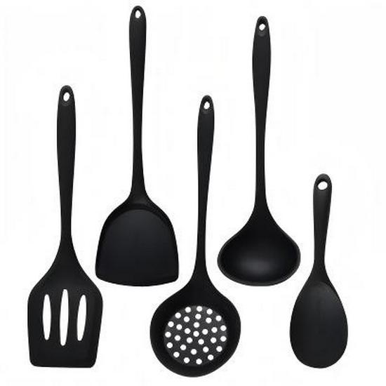 5-Piece High Temp Silicone Spatula & Ladle Set for Non-stick Cookware