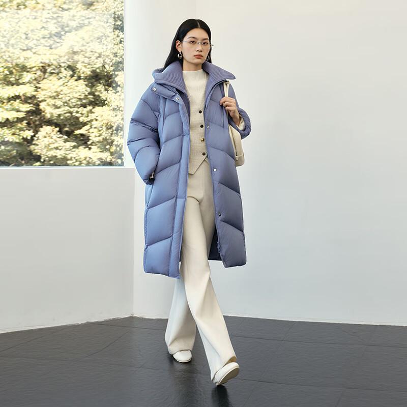 Ailiaiyi Women's Long Puffer Down Coat with Detachable Knit Collar