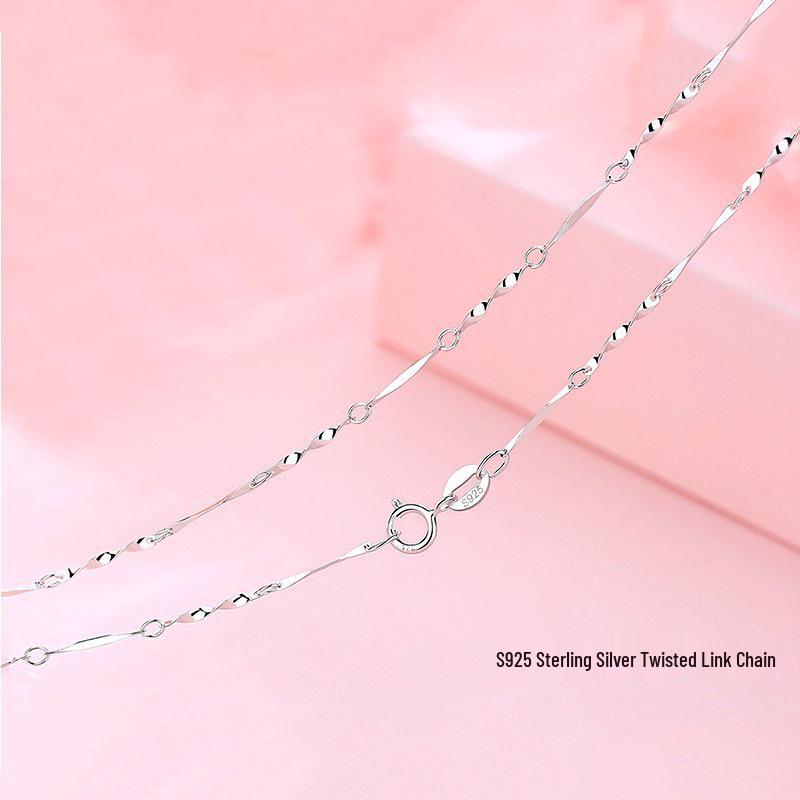 S925 Sterling Silver Versatile Women's Necklace, Twisted Link Chain, 40/45cm