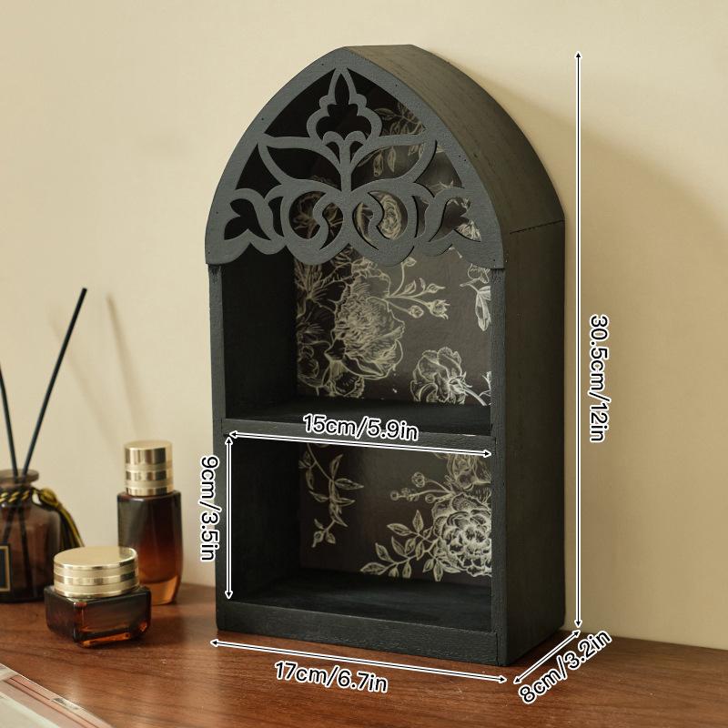 1PC Wooden Multi-Tier Wall Shelf Living Room Decorative Wall Rack Study With Intricate Carved Design Bedroom Shelf Vintage 2 Sizes