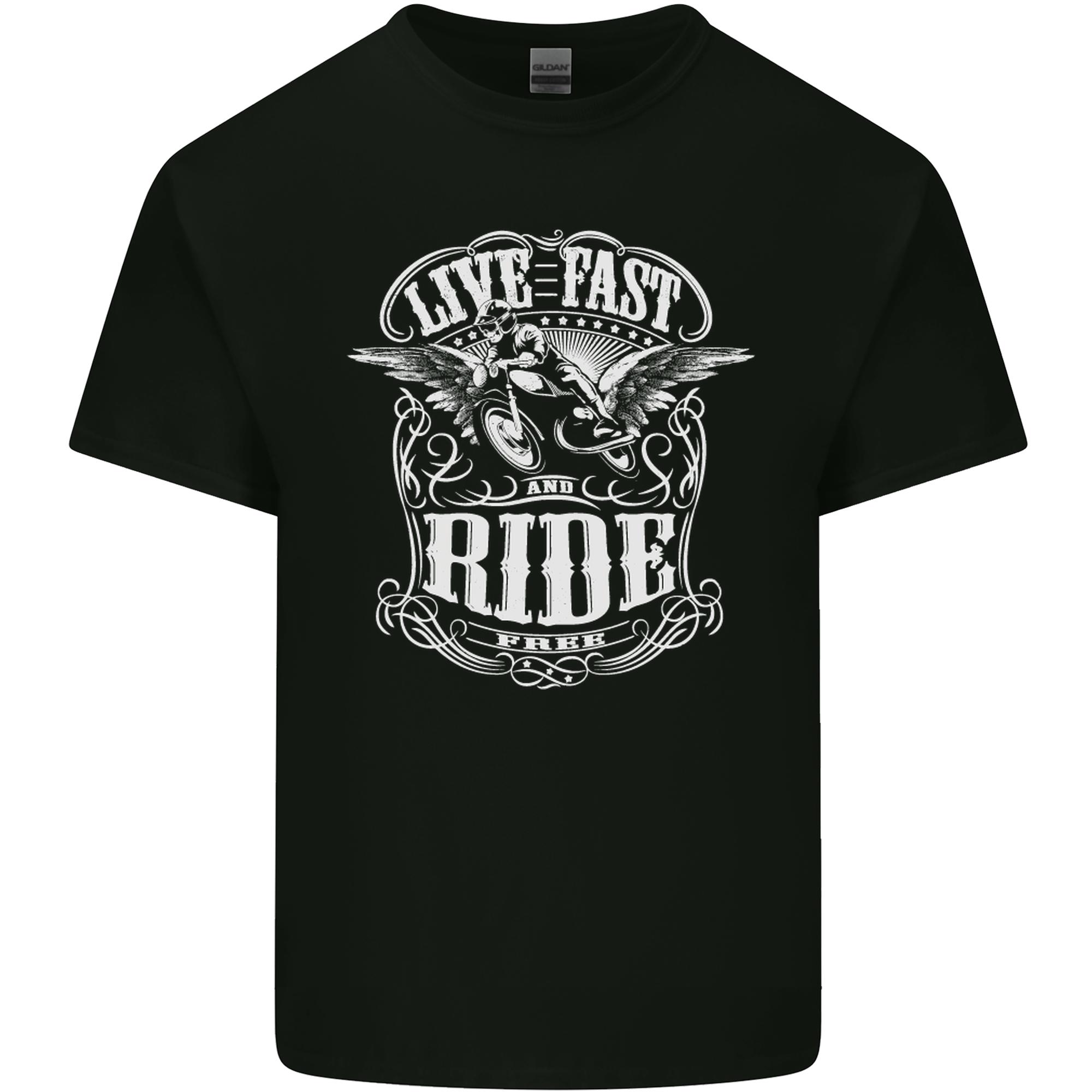 Live Fast Ride Motorbike Motorcycle Biker Unisexs Light Cotton TShirt S