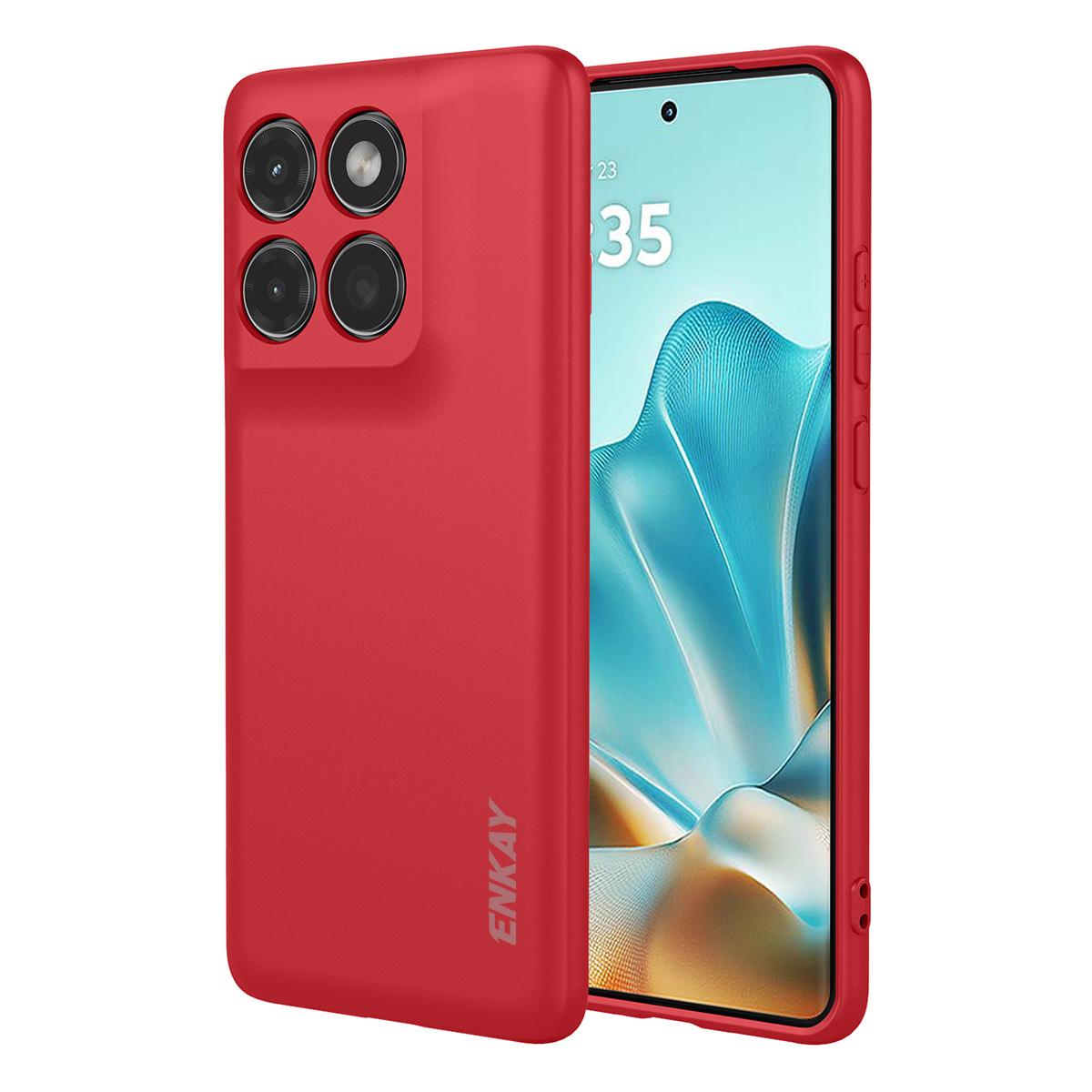 

For Motorola Edge 60 Fusion 5G/Motorola Edge 60 5G Silicone Case ENKAY HAT PRINCE Straight Edge Cell Phone Back Cover Red