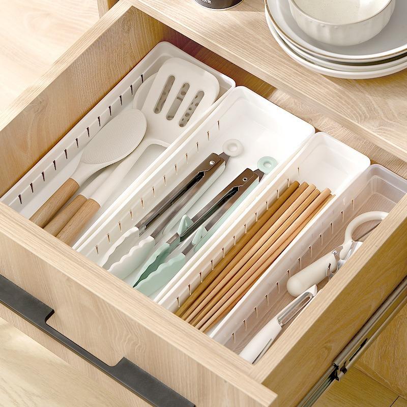 Divided Jewelry Sundries Storage Boxes Plastic Drawer Organization Box Home Kitchen Utensils Spoons Forks Storage Containers