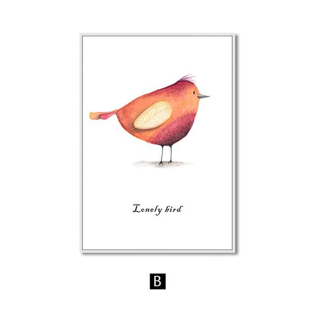 Cartoon Lovely Birds Nursery Wall Art Canvas Painting Nordic Decoration Poster and Prints Pictures for Living Room Home Interior
