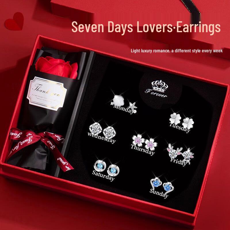 Sterling Silber 925 Ohrstecker Set - Elegant Leichter Luxus für Geburtstags- oder Weihnachtsgeschenke für Mädchen