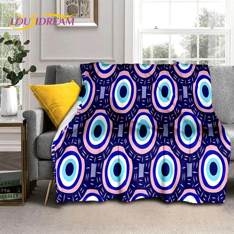 3D Boze Oog Turkije Blauw Nazar Oog van Horus Zachte Flanel Dekens, Plaid Comfortabele Deken voor Picknick Bedden Bank Slaapkamer
