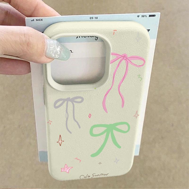 Bow Lichee Pattern Case For VIVO Y28S Y29S Y29 Y39 Y36 Y28 Y19S Y04 V50 V40 Lite V30 V25 Pro V30E Y03 Y16 Y22S Y02 Y35 Y27 V29