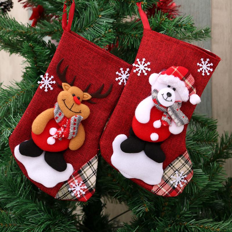 New Year Christmas Stocking Sack Xmas Gift Candy Bag Noel Christmas Decorations for Home Natal Sock Christmas Tree Decor