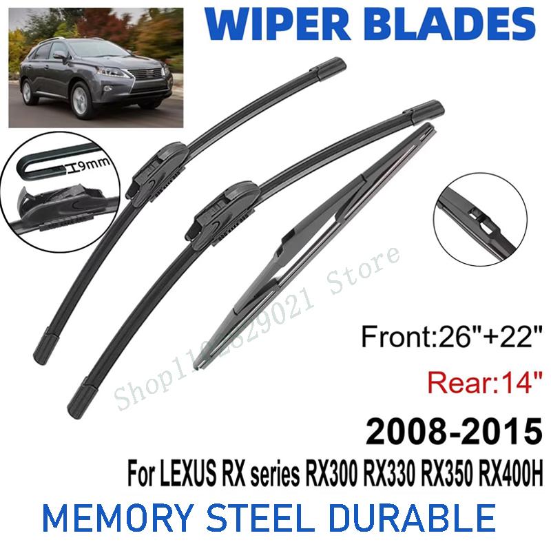 3PCS For LEXUS RX series RX300 RX330 RX350 RX400H 2008-2015 26" + 22"+ 14" Front Rear Wiper Blades Windshield Windscreen