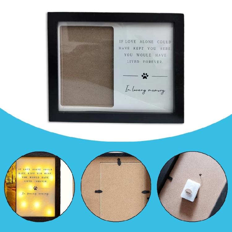 Glowing Wood Photo Frame for 4x6Inch Display 4x6" Wood Dog Frame for Honoring Lost Pet and Sympathy Gift