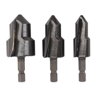 3PCS Set Countersink Drill Bit 14in Hex Shank Tungsten Steel Alloy Countersink Chamfer Tool