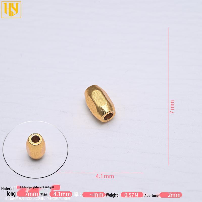 Copper-Plated 24K Gold Frosted Oval Beads for Handmade Jewelry