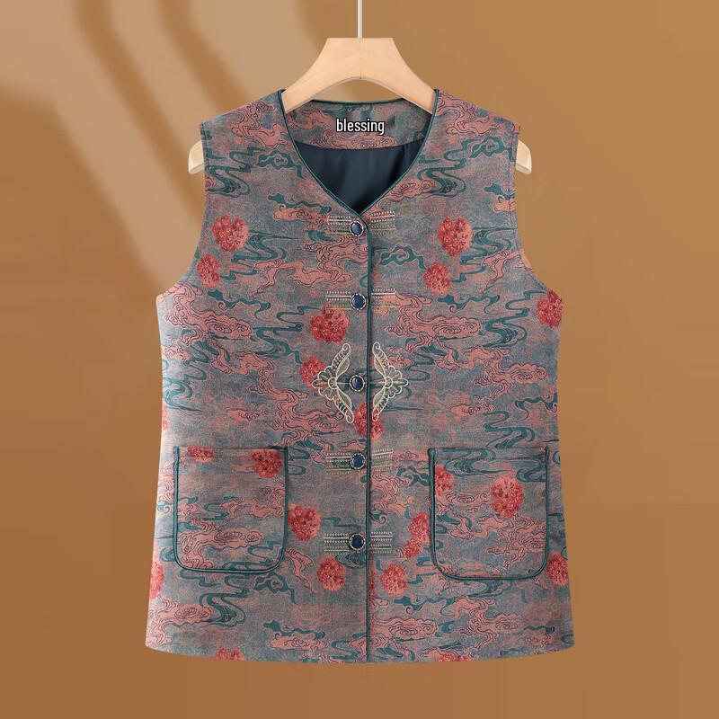 Mid-Aged Women's Chinese Style Button-Up Vest