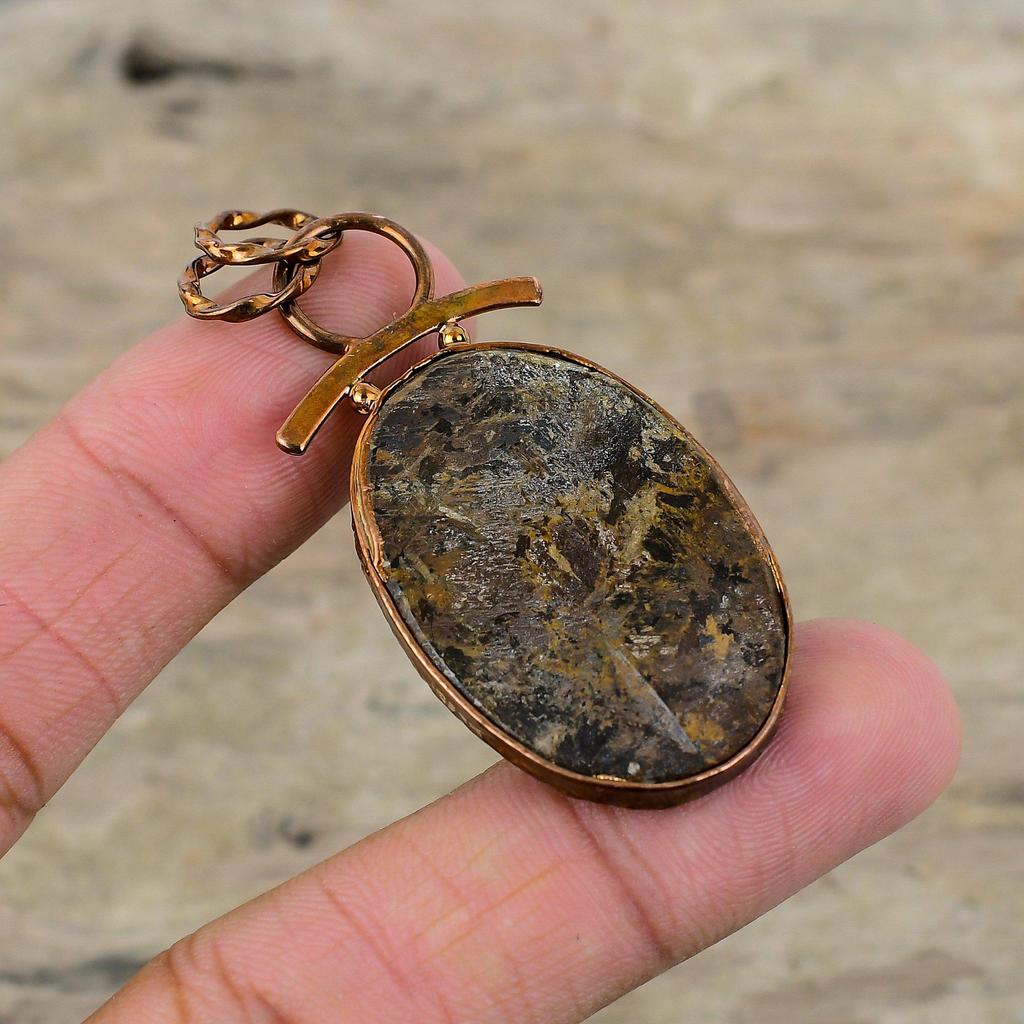 Bronzite Pendant Electroformed Copper Pendant Handmade Pendant Electroformed Jewelry Gemstone Pendant Wedding Gift Wonderful Copper Jewelry