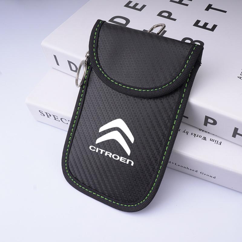 Leather Car Key Case Signal Blocker Bag Shielding Pocket For Citroen C1 C2 C3 Grand C4 Picasso C4L VTS C-ELYSEE DS Accessories aje256