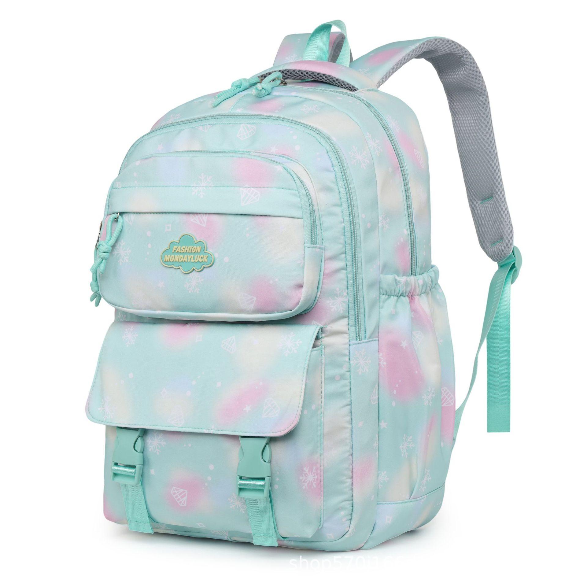

Fashionable Snowflake Diamond Printed Colored Spot Student Backpack Daily For зелений