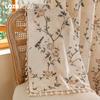 1PC LOZUJOJU French Retro Rose and Bird Print Curtains Beige Tassel Edge Semi Transparent Curtains for Bedroom Living Room Window Home Decor