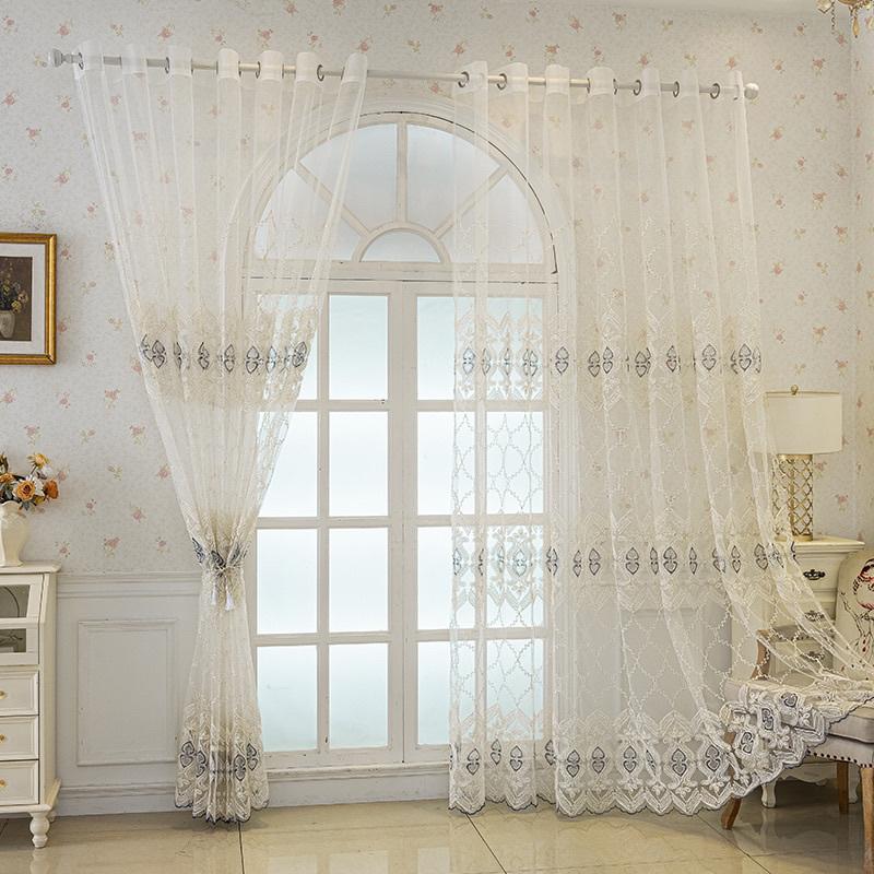 Modern High-end Luxury European-style Embroidered Gauze Curtains for Living Room Luxury Tulle Sheer Yarn Window Screens