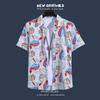 Short-sleeved Floral Shirt Island Suit Beach Suit Hawaiian Style Men Top Plus Size