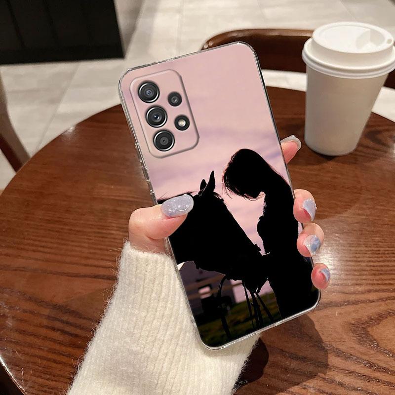 Horse Girl Animal For Samsung Galaxy A55 Case A54 A52 A53 5G A15 A14 A13 A21S A23 A51 A34 A35 A33 A32 A72 Phone Case Clear Cover Samsung A05S