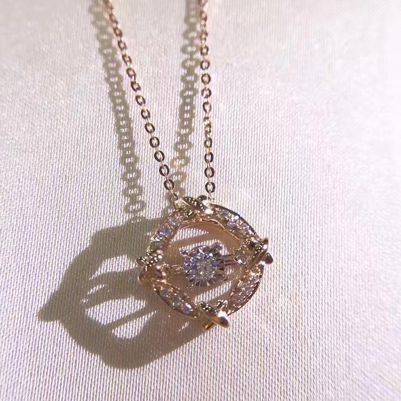 

S925 Sterling Silver Gold-Plated Pendant Necklace with Micro-Paved Round Design and X Letter Clavicle Chain 925 Silver