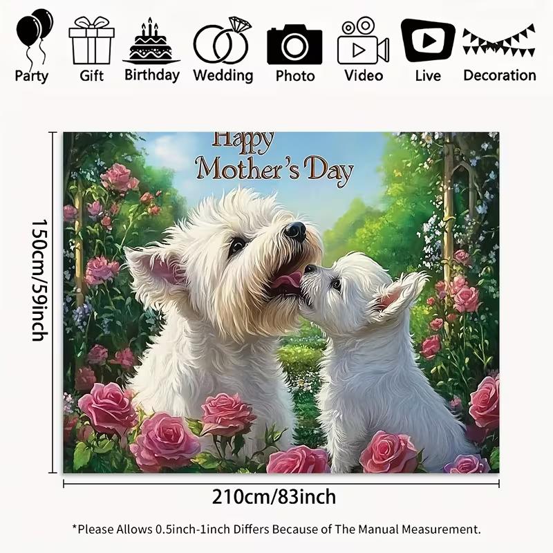 

Floral West Highland White Terrier 2D Photography Background for Mother s Day 47.2x31.5inch/120*80cm