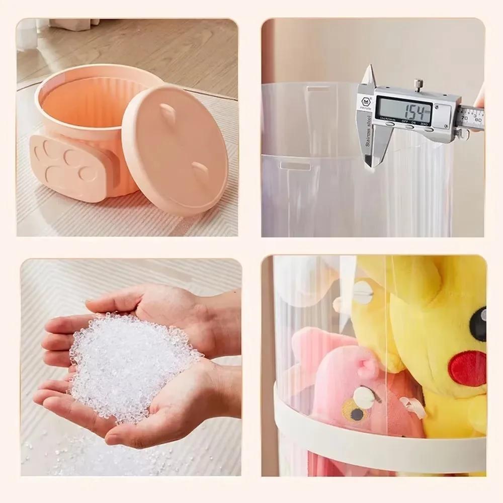 Doll Storage Box Stackable Spacesaving Transparent Toy Storage Bucket Moistureproof Dustproof Stuffed Toy Doll Organizer Barrel