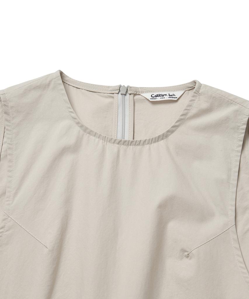 Cotton Bell Pleated Skirt Dress - Gray