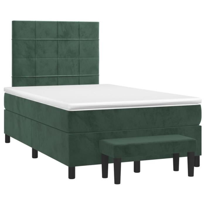 3137836 vidaXL Divan Bed and Mattress Dark Green 120x200cm Velvet