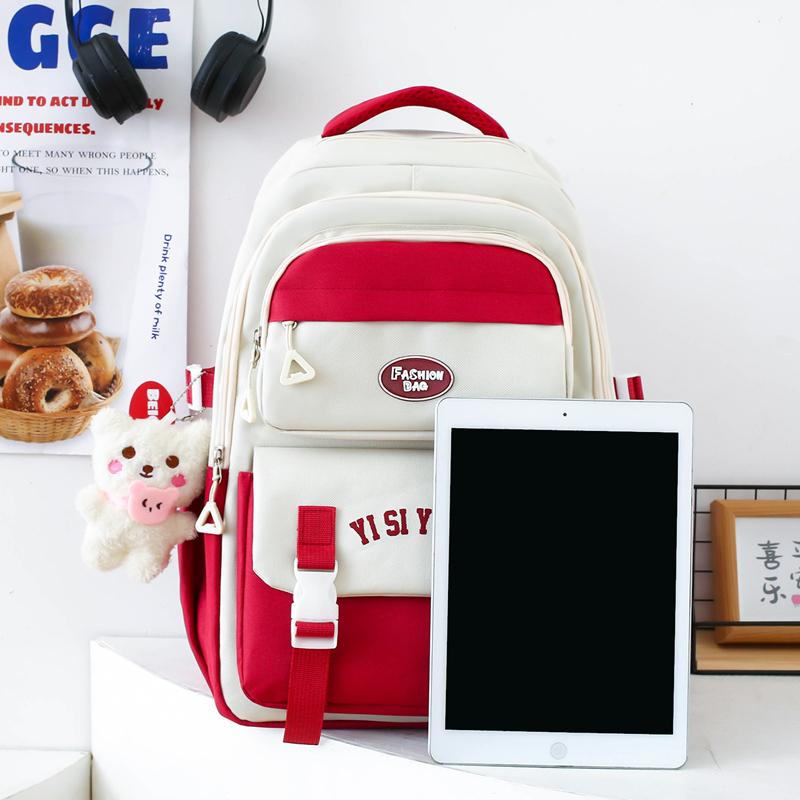 Five-Piece Backpack Set Children's Schoolbag Campus Lackup Ridge Protection Schoolbag Girls Large Capacity Lightweight Backpack