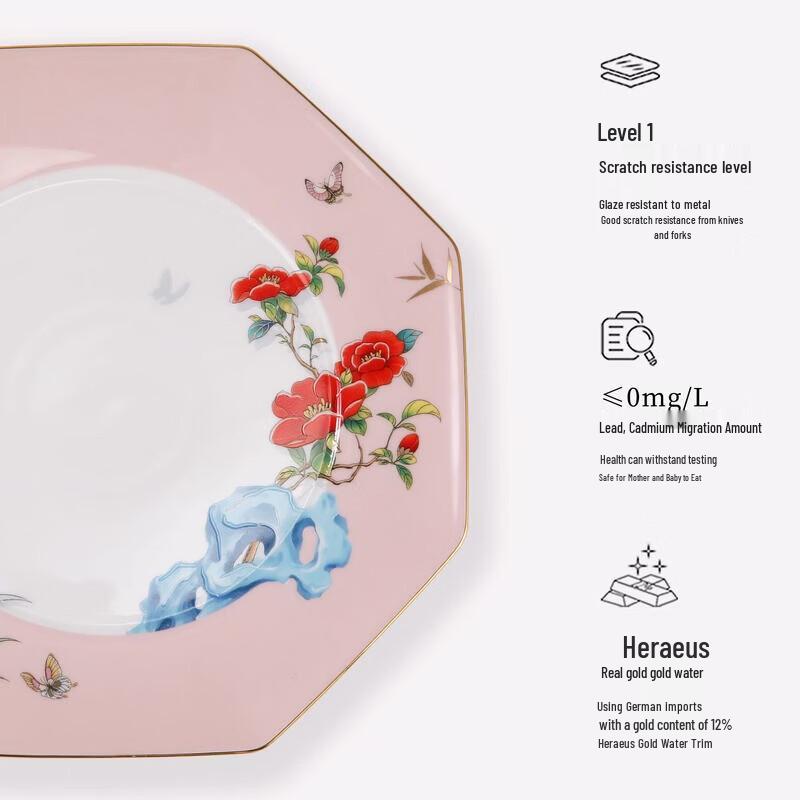 Aowei Jingdezhen Style Borosilicate Glass Dinner Plate