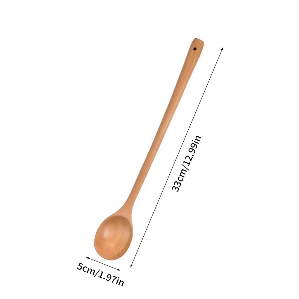 Natural Wooden Spoon Long Handle Stirring Utensil For Hot Soups Coffee And Sauces Heat Resistant Kitchen Tool